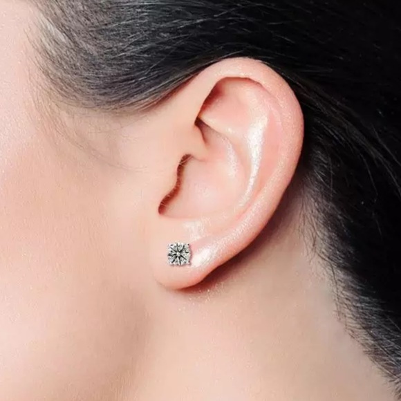 $3000 1 Carat natural Diamond Stud Earrings 14 Karat White Gold 1/2 carat each - Picture 7 of 14